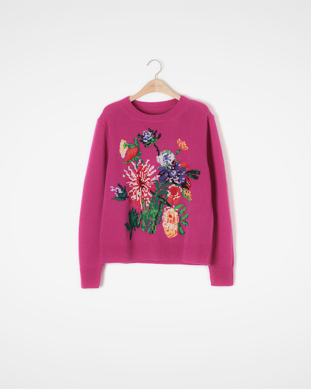 Brightened daily life<br> Flower Embroidered Wool Sweater